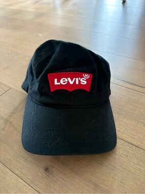 Levi's Black Baseball Cap with Red Logo Patch